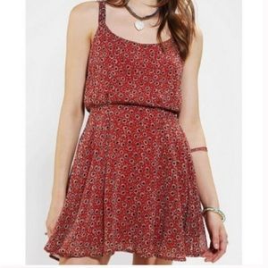 Lucca Couture UO Red Floral Mini Chiffon Dress